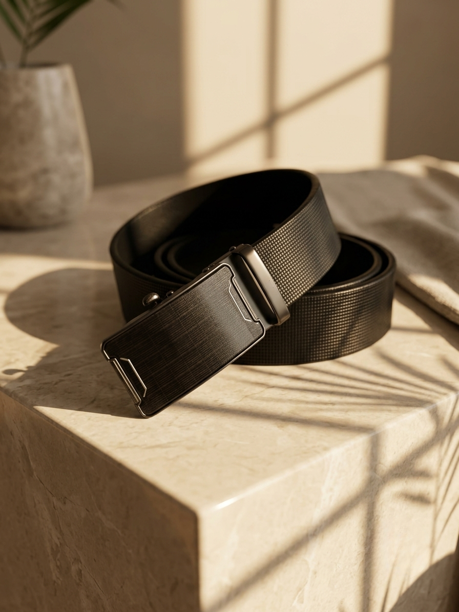Classic Auto-Lock Genuine Leather Belt - No Hole Ratchet Buckle
