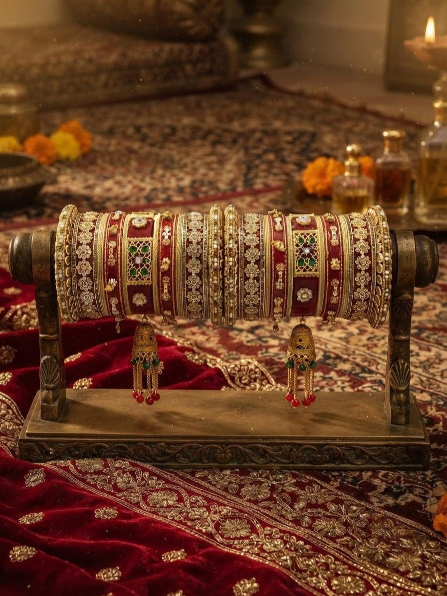 Royal Red & Gold Punjabi Chura Set