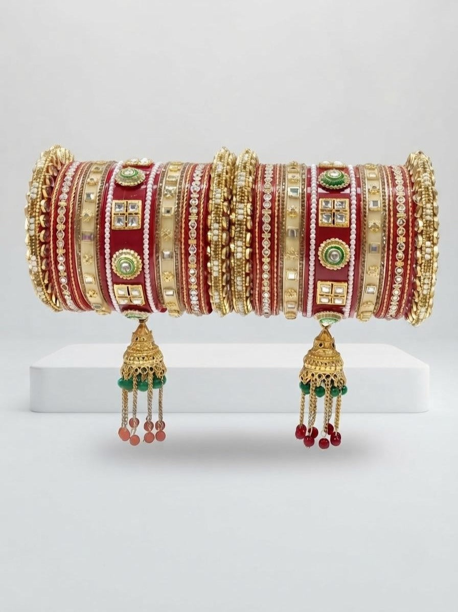 Royal Red & White Punjabi Chura Set