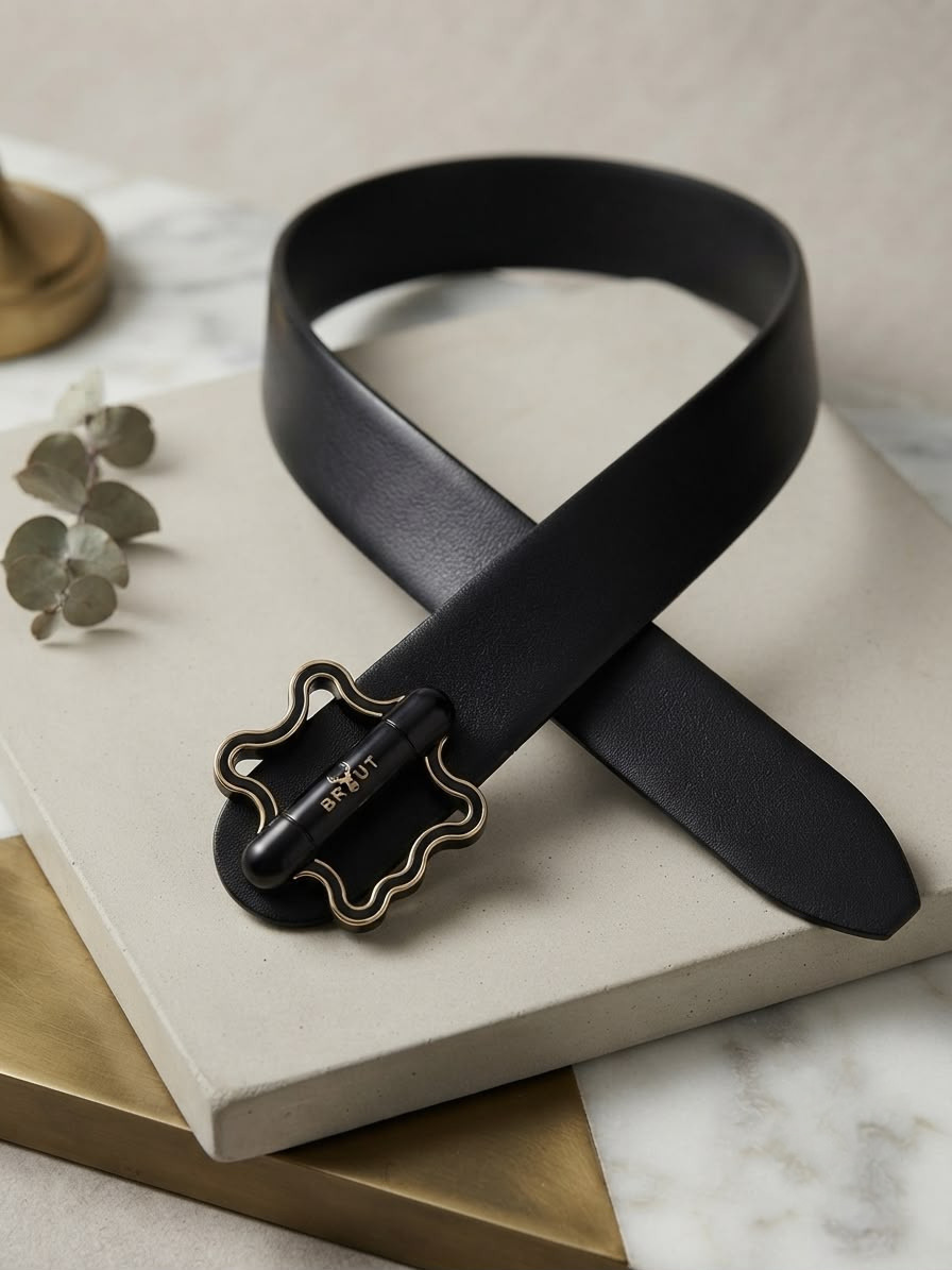 BRUTB Imperial Round Buckle Leather Belt for Men
