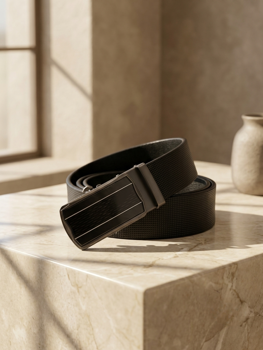 Premium Auto-Lock Genuine Leather Belt - No Hole Ratchet Buckle