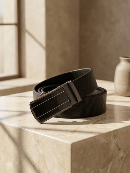 Premium Auto-Lock Genuine Leather Belt - No Hole Ratchet Buckle