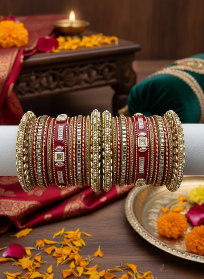 KUMKUM Royal Mirror Kundan Punjabi Bridal Chuda Set