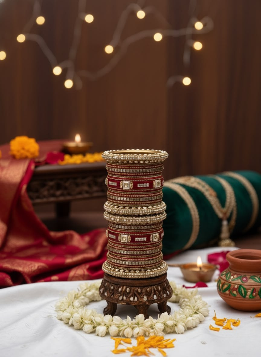 KUMKUM Royal Mirror Kundan Punjabi Bridal Chuda Set