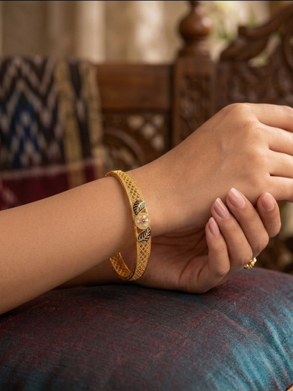 Gold Plated Bangles Leaf