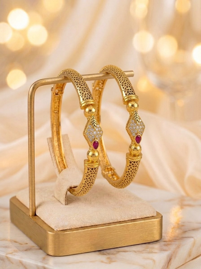 Royal Ruby-Designed Gold Bangles