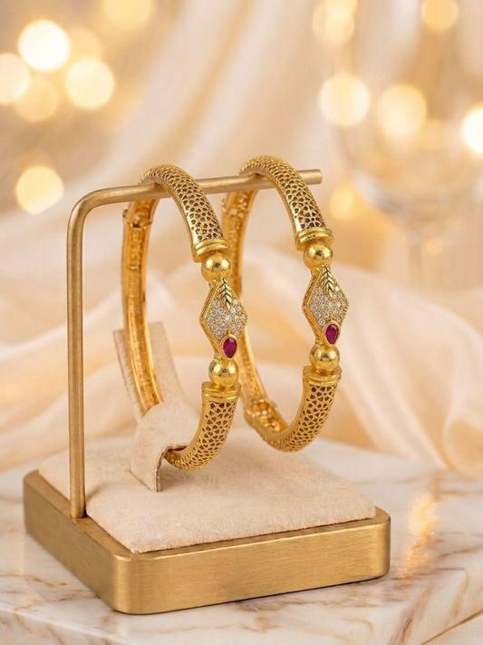 Royal Ruby-Designed Gold Bangles