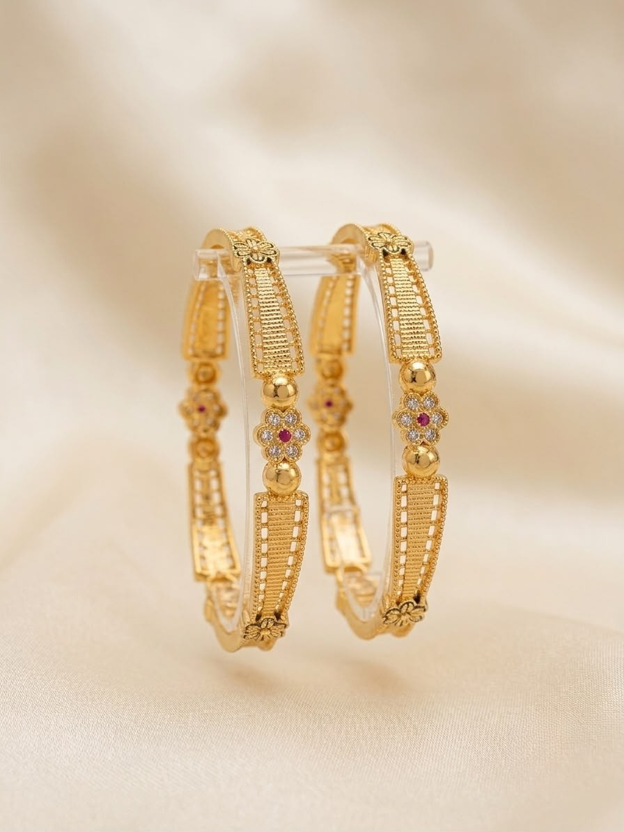 Traditional Indian Intricate Lattice Kada Bangles