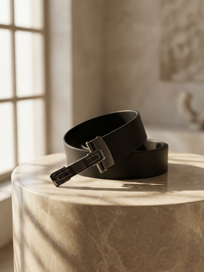 Premium Steel Buckle Genuine Leather Belt - Durable Formal &amp; Casual Wear