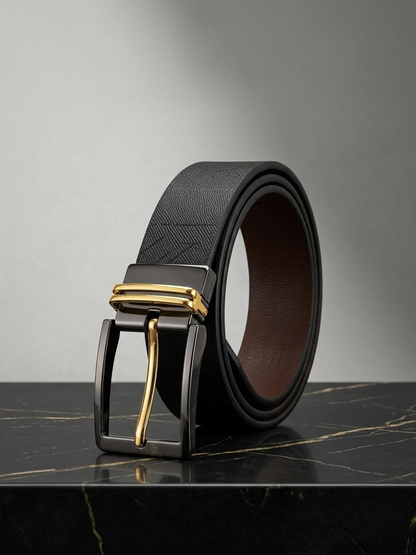 Premium Black Belt for Men | Grip Lock, Easy Fit & Double-Side Flip Buckle