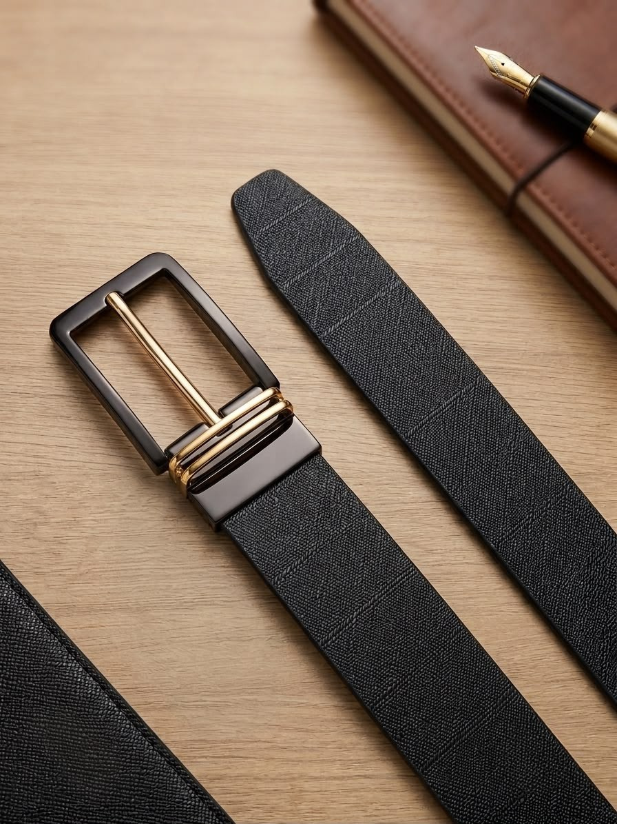 Premium Black Belt for Men | Grip Lock, Easy Fit & Double-Side Flip Buckle
