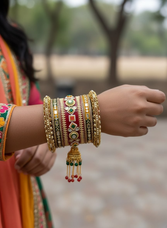 KumKum Regal Heritage Punjabi Bridal Chuda Set with Jhumki Latkan