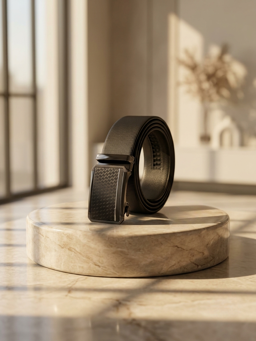 Auto-Lock Genuine Leather Belt - No Hole Ratchet Design