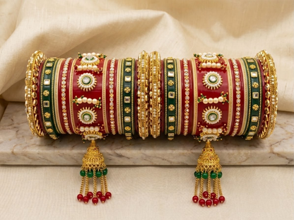 KumKum Royal Bridal Kundan Bangle Set with Jhumka Latkan