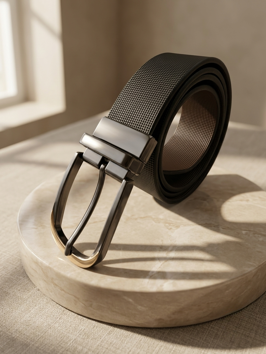 Premium Black  Belt for Men |, Easy Fit & Double-Side Flip Buckle