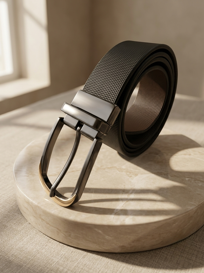 Premium Black  Belt for Men |, Easy Fit & Double-Side Flip Buckle