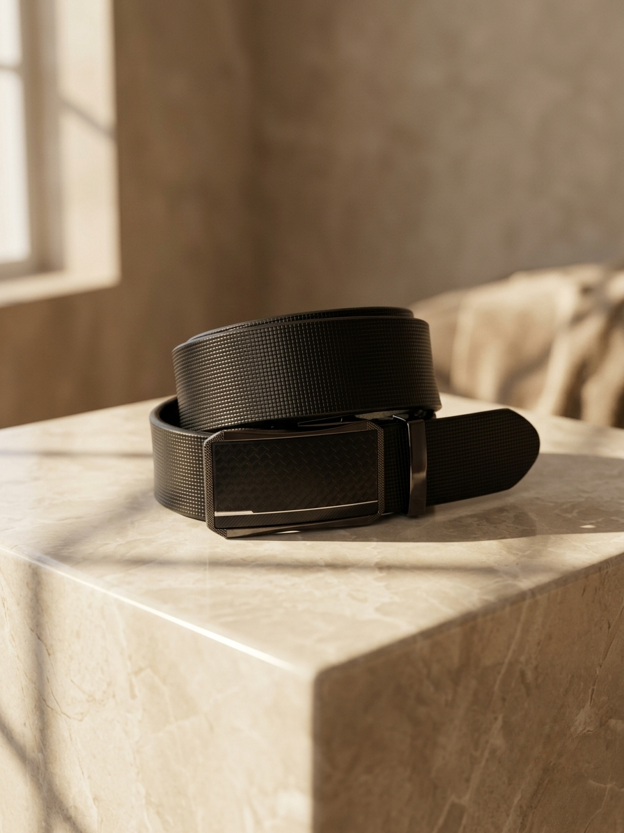 Auto-Lock Genuine Leather Belt - No Hole Ratchet Design