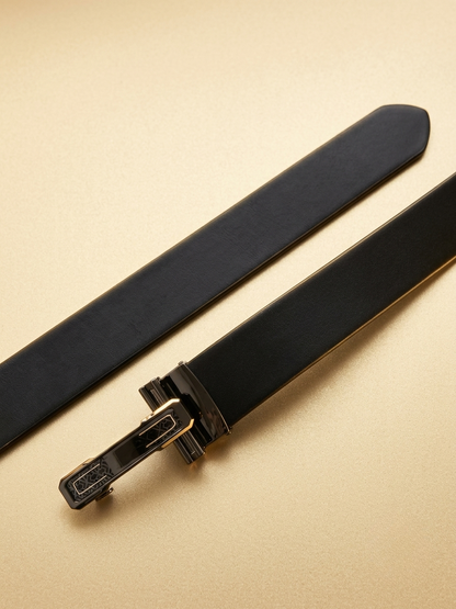 Premium Steel Buckle Genuine Leather Belt - Durable Formal &amp; Casual Wear