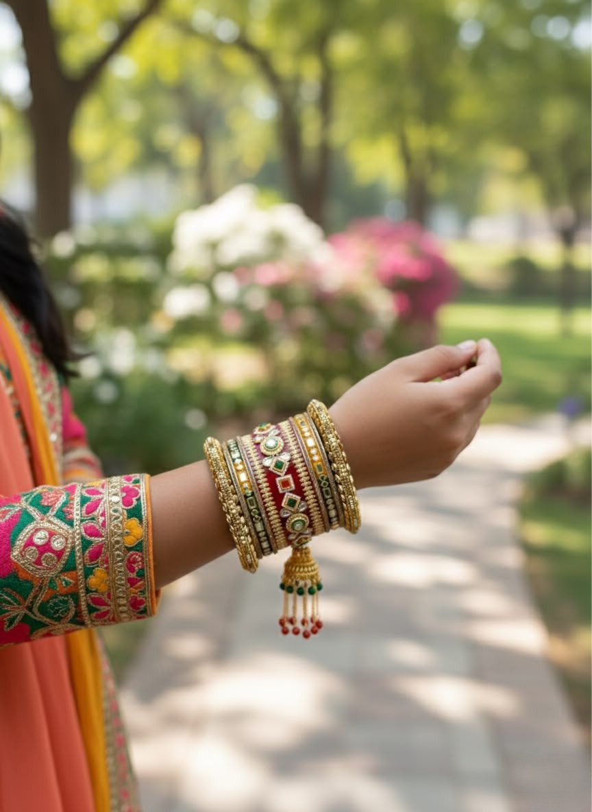 KumKum Regal Heritage Punjabi Bridal Chuda Set with Jhumki Latkan