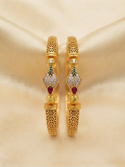 Royal Ruby-Designed Gold Bangles
