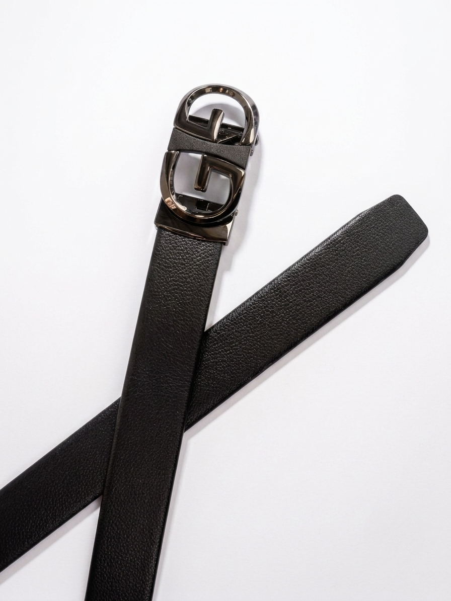 Men's No-Hole Black Belt with Grip Lock & Easy Fit