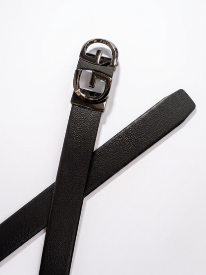Men's No-Hole Black Belt with Grip Lock & Easy Fit