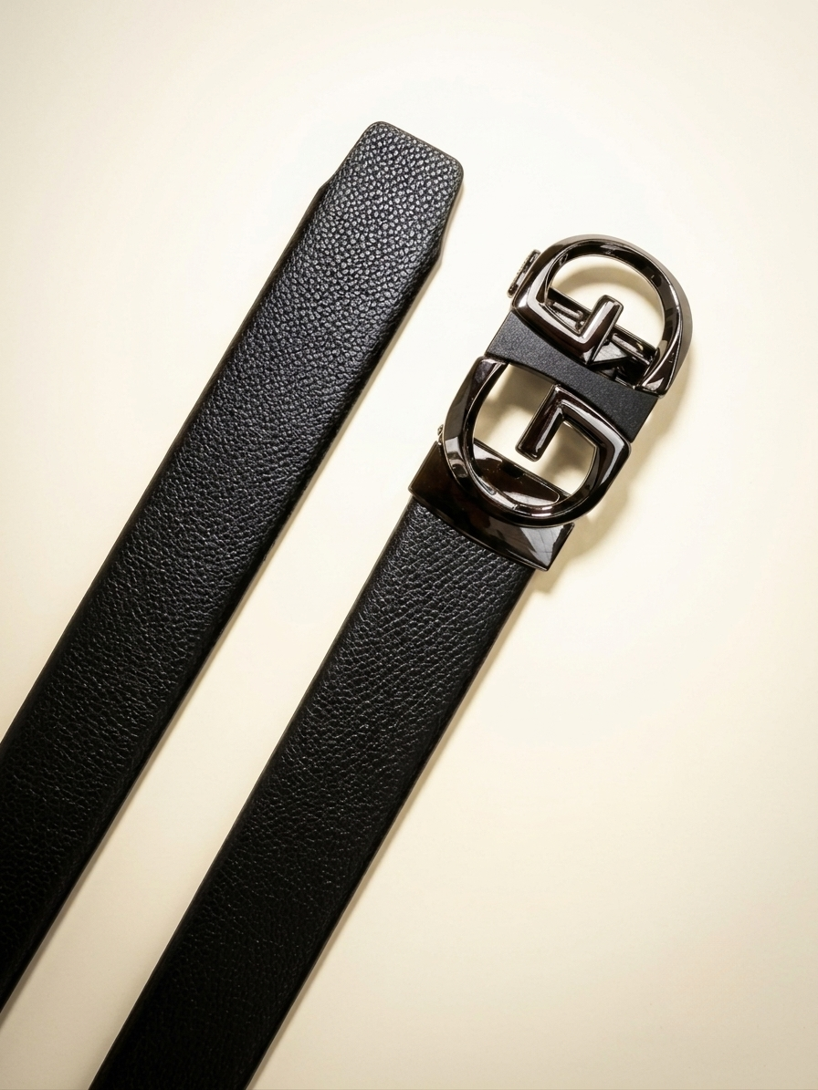 Men's No-Hole Black Belt with Grip Lock & Easy Fit