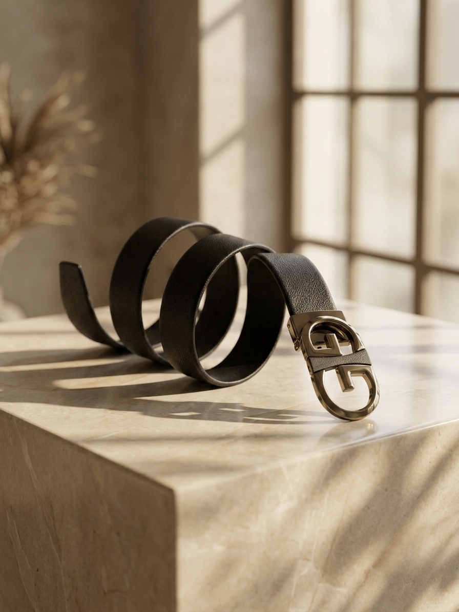 Men's No-Hole Black Belt with Grip Lock & Easy Fit