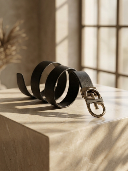 Men's No-Hole Black Belt with Grip Lock & Easy Fit
