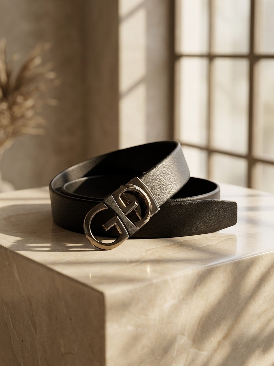 Men's No-Hole Black Belt with Grip Lock & Easy Fit