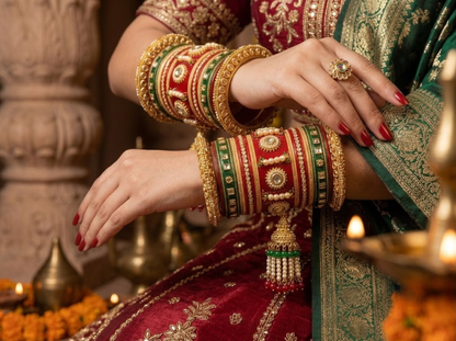 KumKum Royal Bridal Kundan Bangle Set with Jhumka Latkan