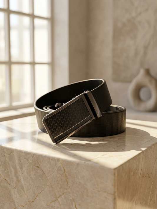 Auto-Lock Genuine Leather Belt - No Hole Ratchet Design