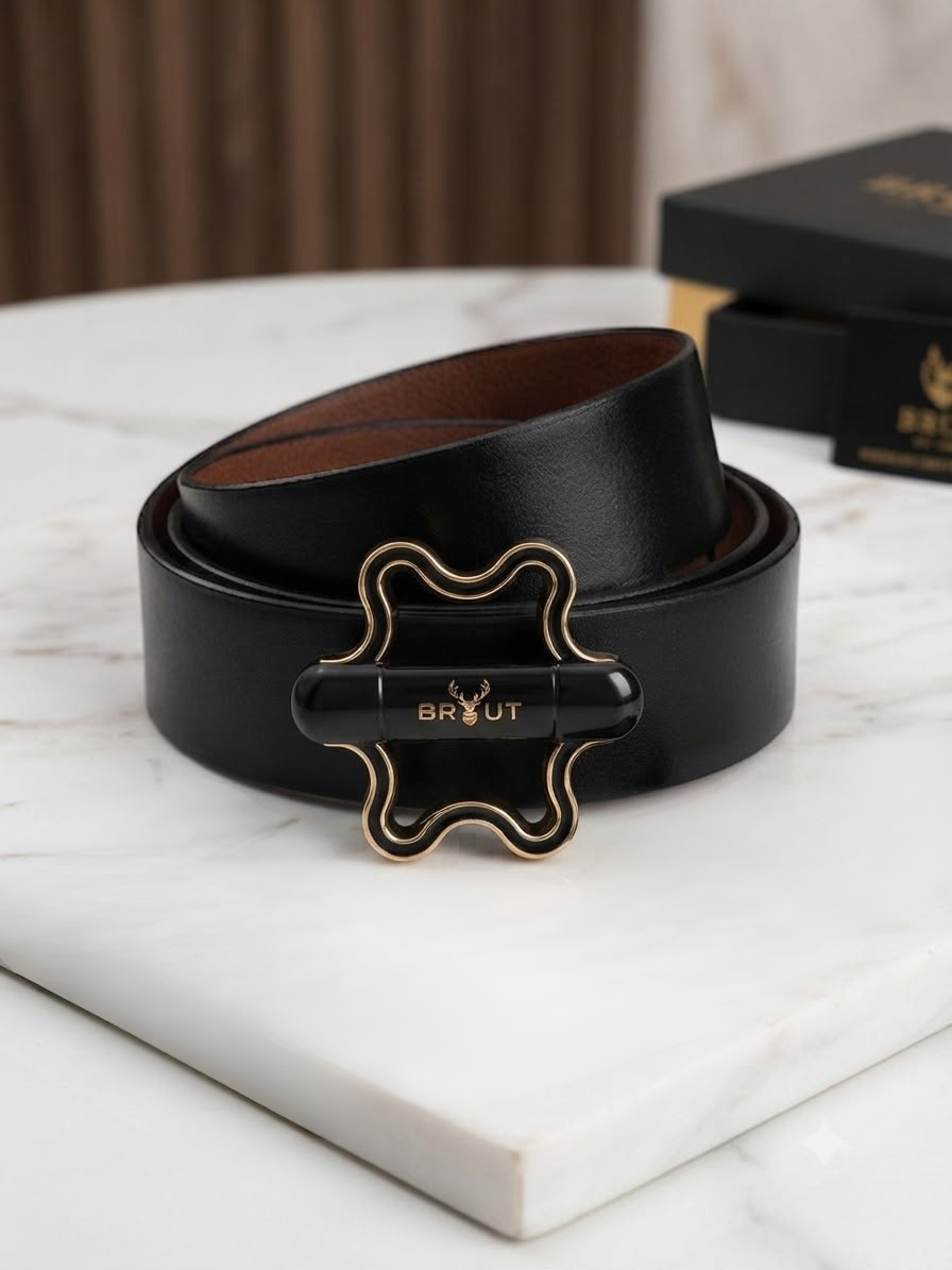 BRUTB Imperial Round Buckle Leather Belt for Men