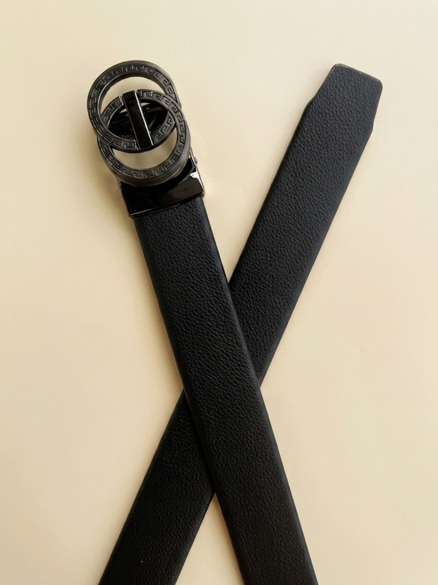 Premium Men's Black No-Hole Automatic Ratchet Belt | Grip Lock & Easy Fit Adjustable Belt