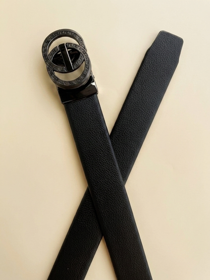 Premium Men's Black No-Hole Automatic Ratchet Belt | Grip Lock & Easy Fit Adjustable Belt