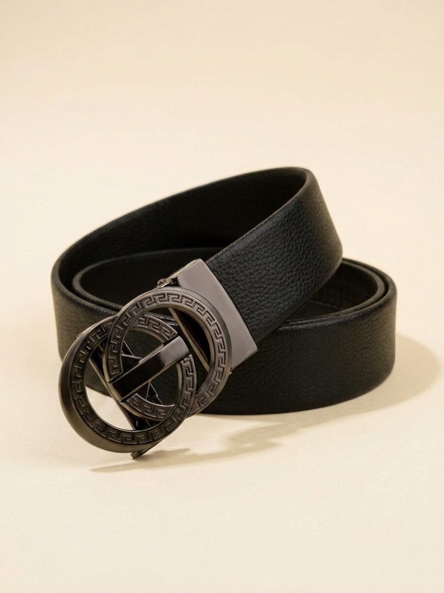 Premium Men's Black No-Hole Automatic Ratchet Belt | Grip Lock & Easy Fit Adjustable Belt