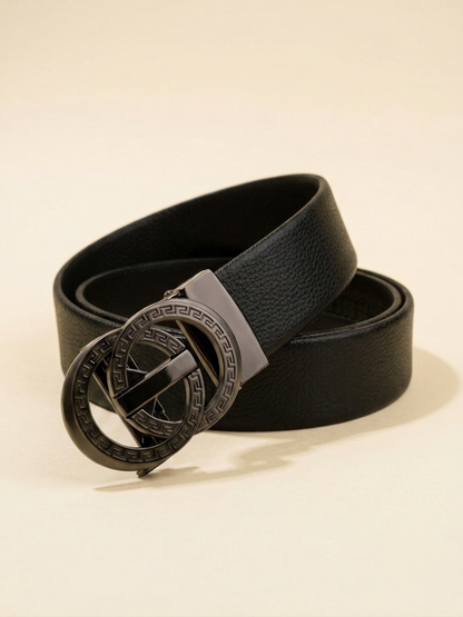 Premium Men's Black No-Hole Automatic Ratchet Belt | Grip Lock & Easy Fit Adjustable Belt