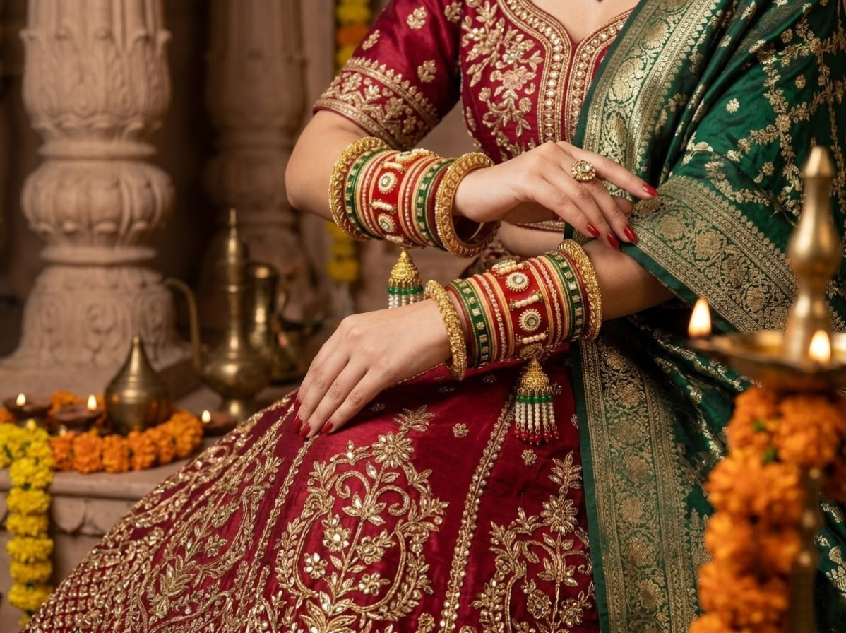 KumKum Royal Bridal Kundan Bangle Set with Jhumka Latkan