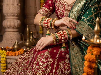 KumKum Royal Bridal Kundan Bangle Set with Jhumka Latkan