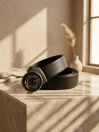 Premium Black No-Hole Automatic Belt for Men | Grip Lock Adjustable Belt with Easy Fit & Stylish Buckle