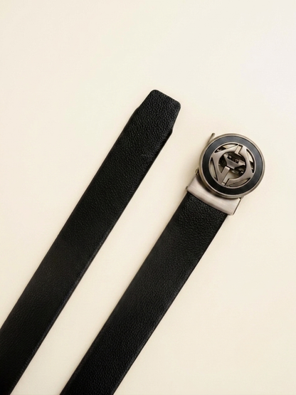 Premium Black No-Hole Automatic Belt for Men | Grip Lock Adjustable Belt with Easy Fit & Stylish Buckle