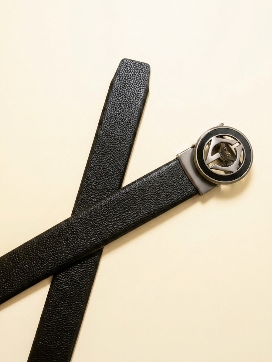 Premium Black No-Hole Automatic Belt for Men | Grip Lock Adjustable Belt with Easy Fit & Stylish Buckle