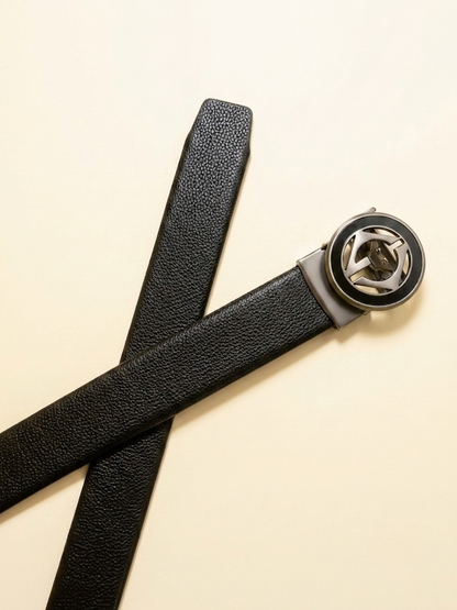 Premium Black No-Hole Automatic Belt for Men | Grip Lock Adjustable Belt with Easy Fit & Stylish Buckle