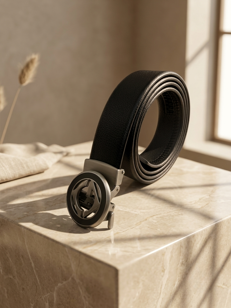 Premium Black No-Hole Automatic Belt for Men | Grip Lock Adjustable Belt with Easy Fit & Stylish Buckle