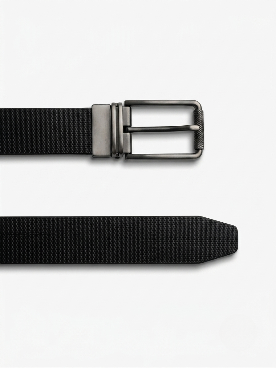 Premium Black Double-Side Belt for Men |  Easy Fit Flip Buckle
