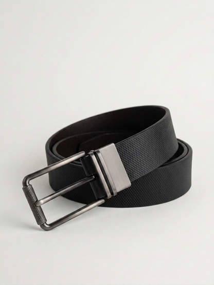 Premium Black Double-Side Belt for Men |  Easy Fit Flip Buckle