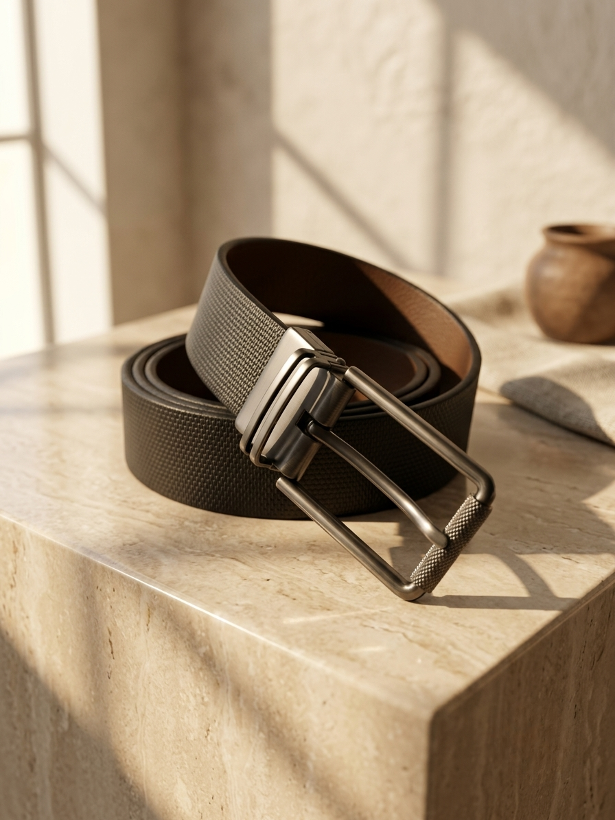 Premium Black Double-Side Belt for Men |  Easy Fit Flip Buckle