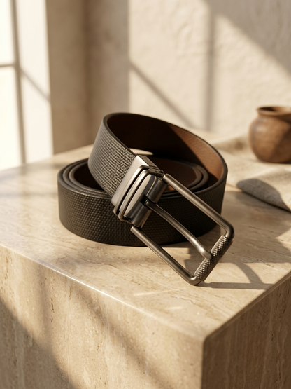 Premium Black Double-Side Belt for Men |  Easy Fit Flip Buckle