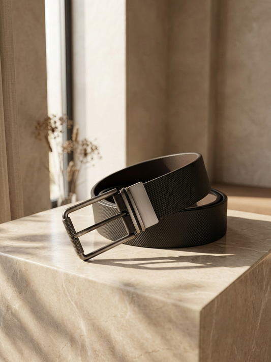Premium Black Double-Side Belt for Men |  Easy Fit Flip Buckle
