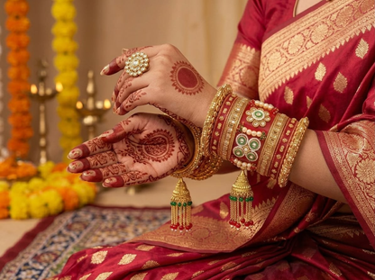 KUMKUM Maharani Floral Kundan Bridal Chuda Set with Jhumki Latkans